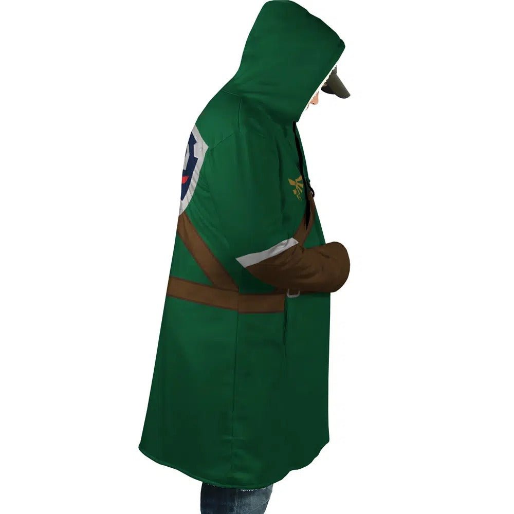 Zelda Link Triforce Shield Fleece Hooded Cloak - Dimensional Era