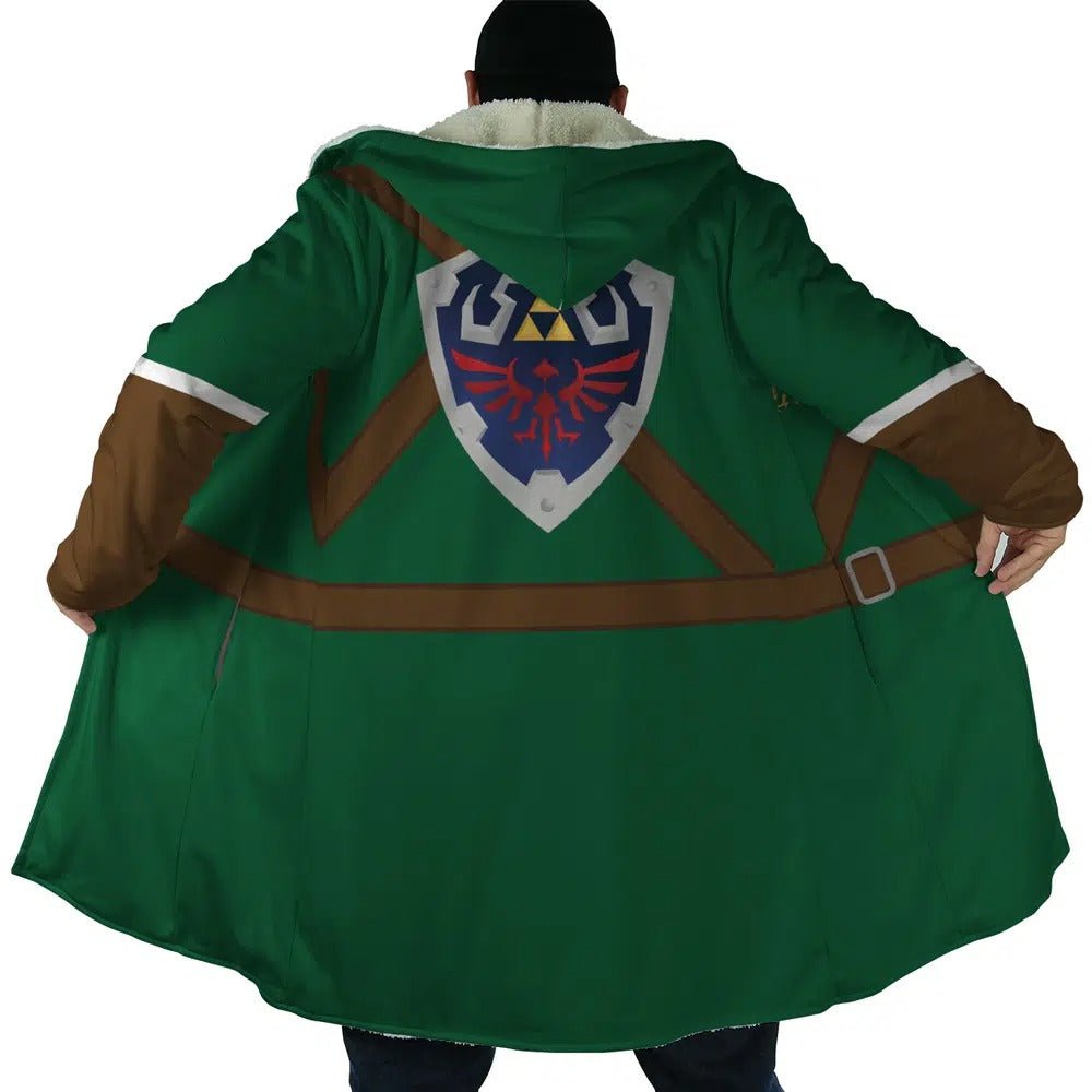 Zelda Link Triforce Shield Fleece Hooded Cloak - Dimensional Era
